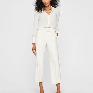 Club Monaco Cream High-Waisted Trousers with Belt